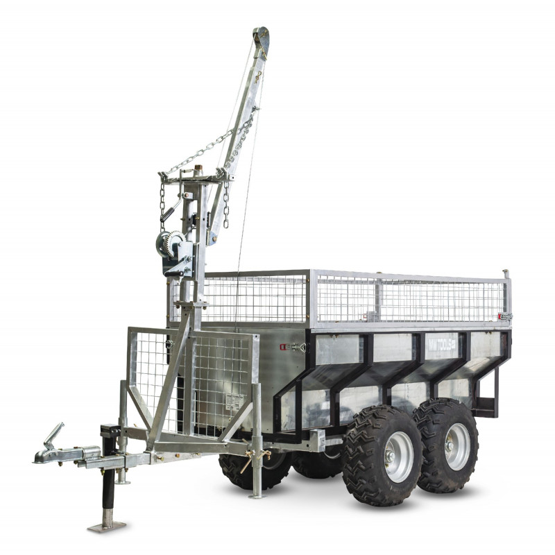 Remorque 1000 kg avec benne galvanisée et grue MW-Tools AHR1000GK – Image 3