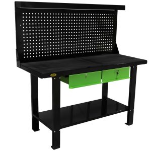Établi avec panneau perforé JBM 511238, dimensions 1500x640x1550 mm