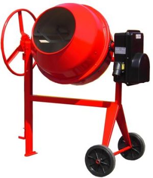 Bétonnière électrique 180L Lerin Cartel - Basculement latéral, pales en fer plat
